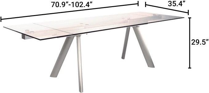 Euro Style Dining Tables - Delano 102" Rectangle Extension Dining Table Clear