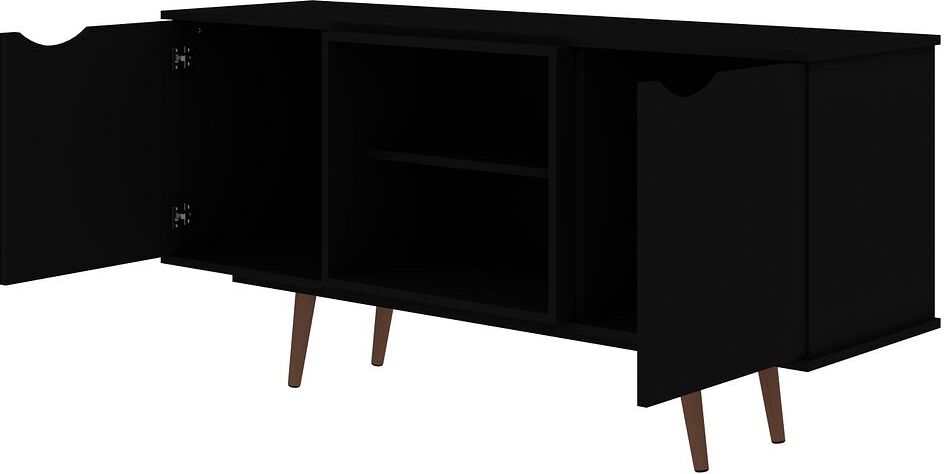 Manhattan Comfort TV & Media Units - Hampton 53.54 TV Stand with 4 Shelves & Solid Wood Legs in Black