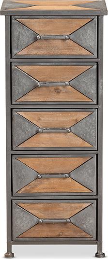 Wholesale Interiors Buffets & Cabinets - Laurel Whitewashed Oak Brown Finished Wood 5-Drawer Accent Storage Cabinet