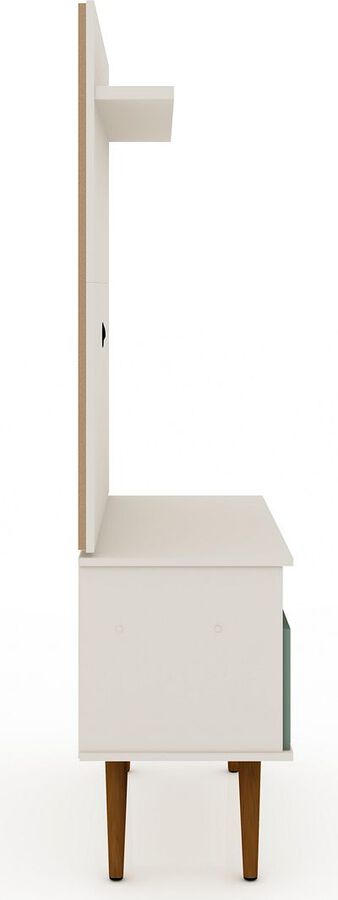 Manhattan Comfort TV & Media Units - Tribeca 35.43 TV Stand & Panel with Media & Display Shelves in Off White & Green Mint