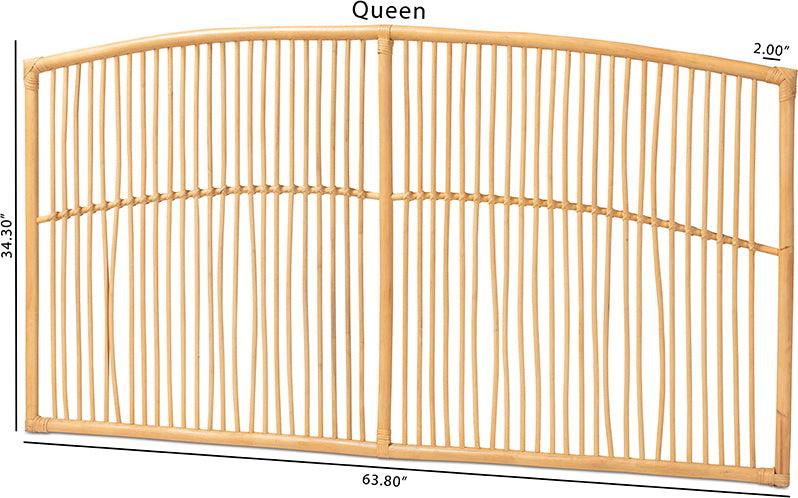 Wholesale Interiors Headboards - Malvina Modern Bohemian Natural Brown Rattan Queen Size Wall-mount Headboard