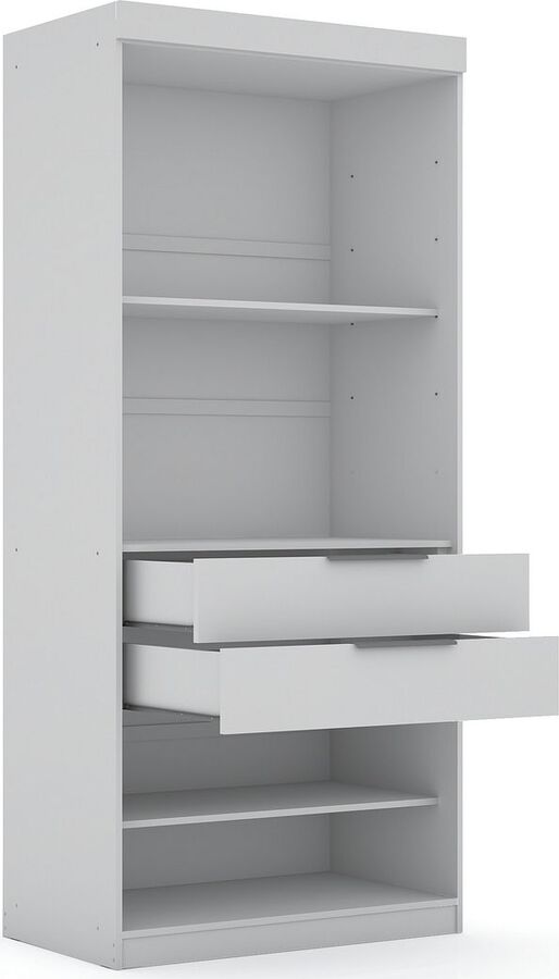 Manhattan Comfort Cabinets & Wardrobes - Mulberry 2.0 Modern 3 Sectional Wardrobe Closet with 6 Drawers - Set of 3 in White