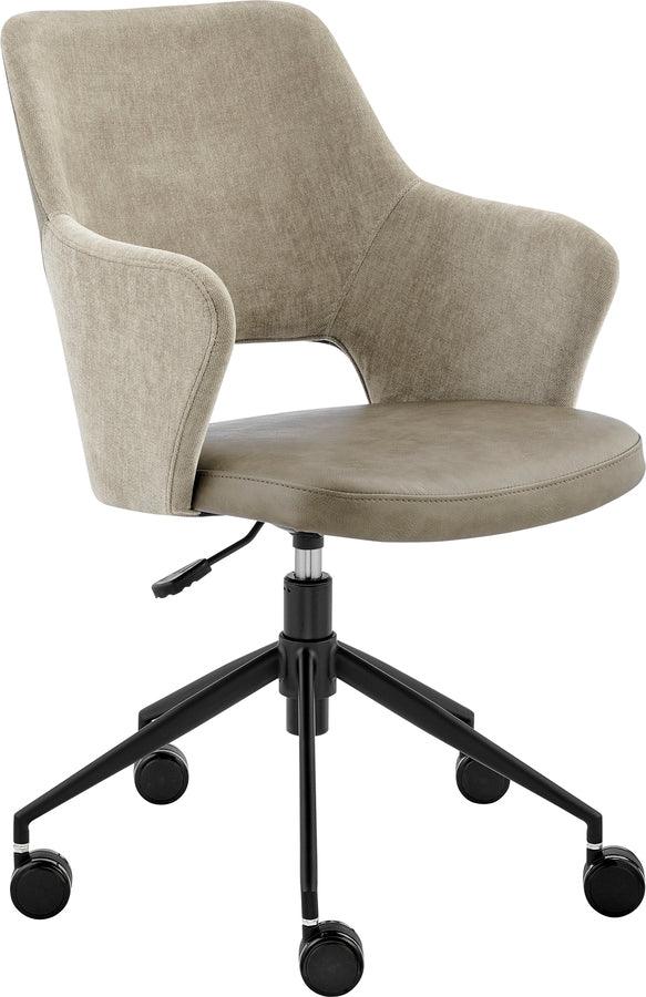 Euro Style Task Chairs - Darcie Office Chair in Light Taupe Fabric, Light Gray Leatherette and Black Base