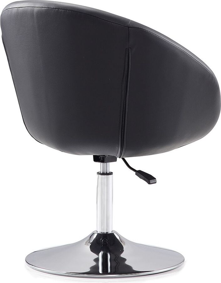 Manhattan Comfort Accent Chairs - Hopper Black & Polished Chrome Faux Leather Adjustable Height Chair