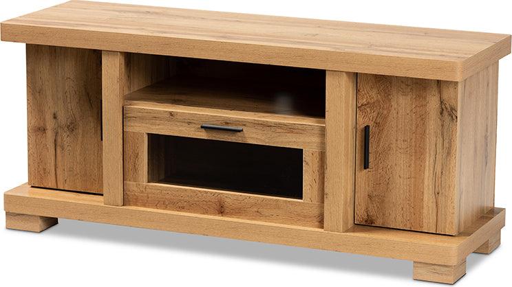 Wholesale Interiors TV & Media Units - Viveka Modern and Contemporary Oak Brown Finished Wood 2-Door TV Stand Oak Brown & Black