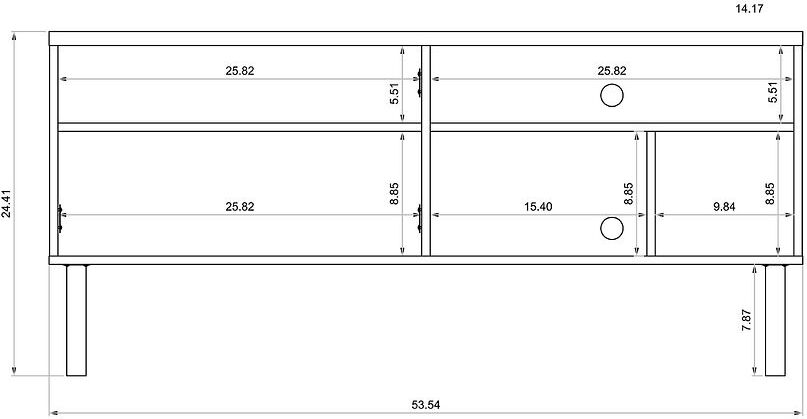 Manhattan Comfort TV & Media Units - Windsor 53.54 Modern TV Stand with Media Shelves & Solid Wood Legs in Off White & Nature