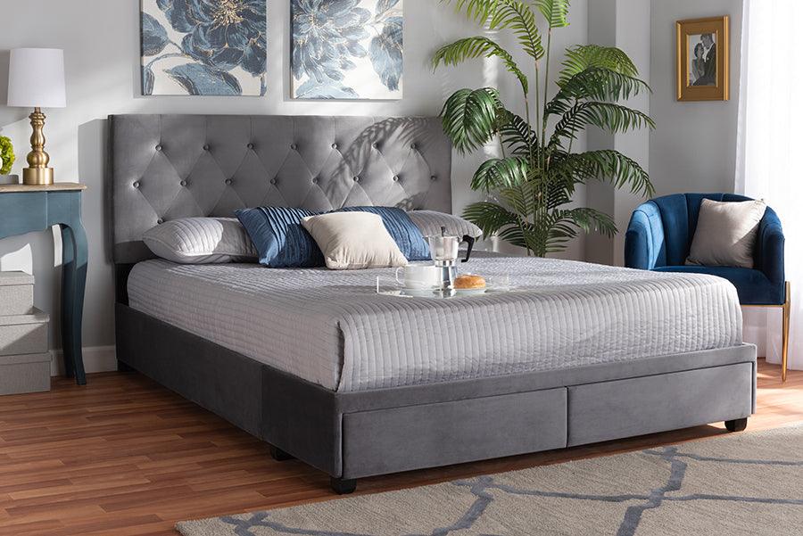 Wholesale Interiors Beds - Caronia Queen Storage Bed Gray & Black