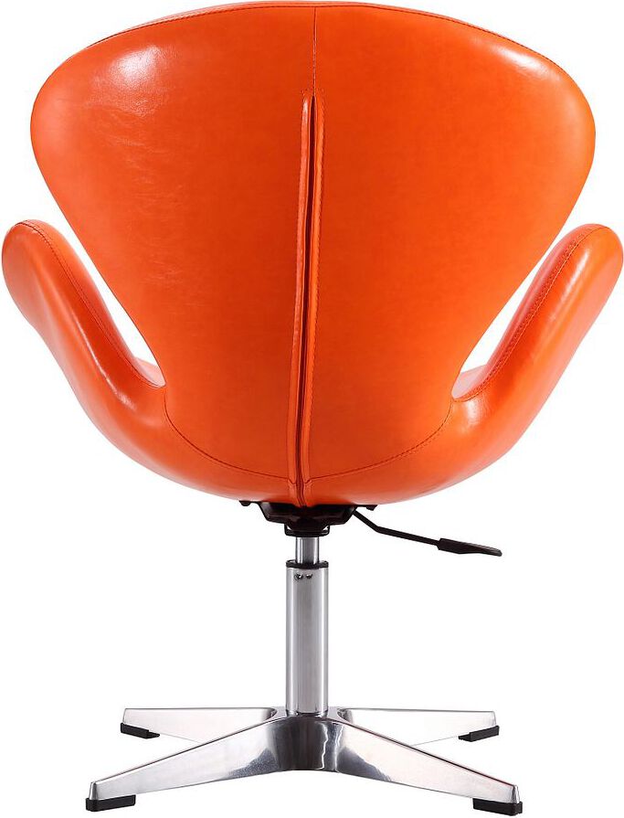 Manhattan Comfort Accent Chairs - Raspberry Tangerine & Polished Chrome Faux Leather Adjustable Swivel Chair