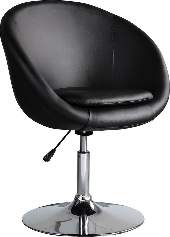 Manhattan Comfort Accent Chairs - Hopper Black & Polished Chrome Faux Leather Adjustable Height Chair