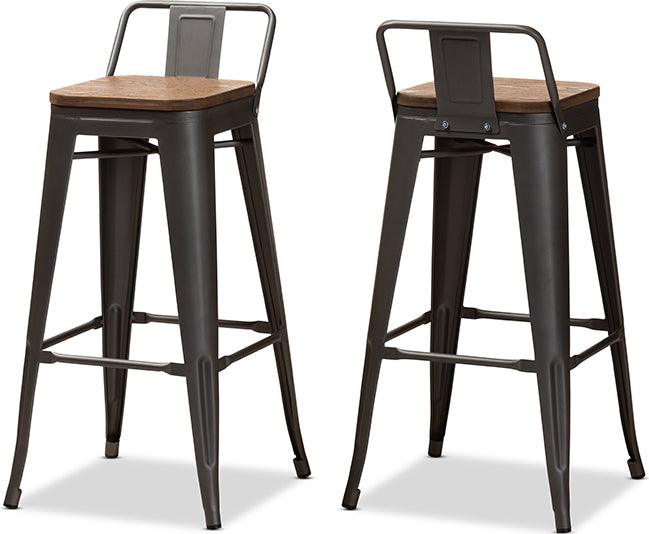 Wholesale Interiors Barstools - Henri Vintage Rustic Industrial Style Bamboo & Gun Metal-Finished Steel Stackable Bar