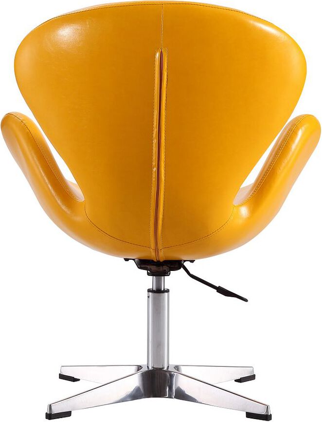 Manhattan Comfort Accent Chairs - Raspberry Yellow & Polished Chrome Faux Leather Adjustable Swivel Chair