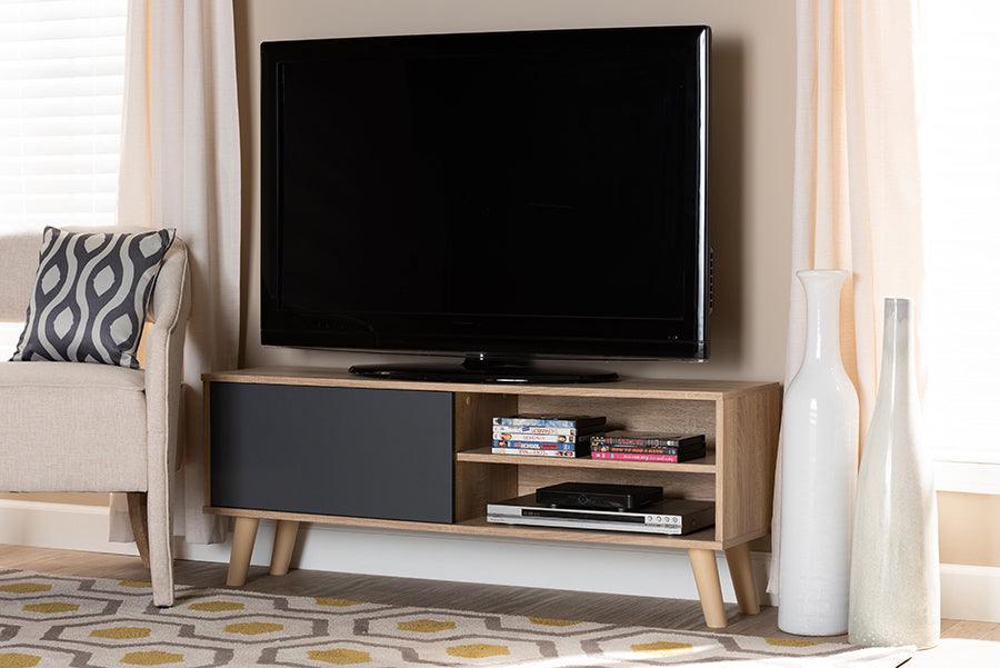 Wholesale Interiors TV & Media Units - Mallory Two-Tone Oak Brown and Grey Finished Wood TV Stand