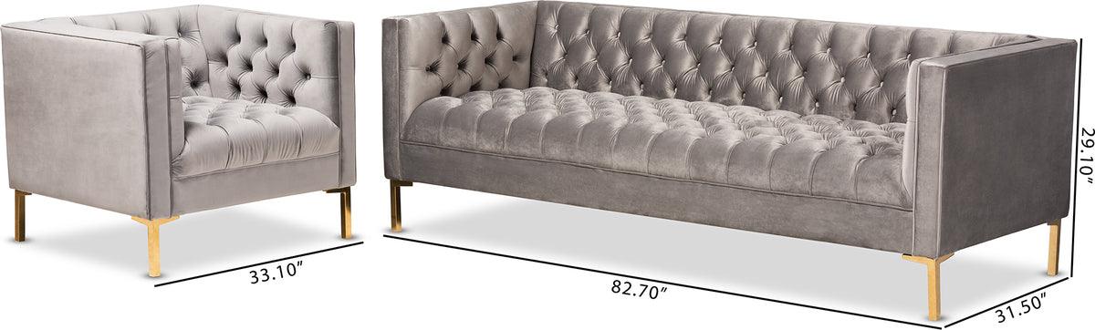 Shop Baxton Studio Zanetta Glam and Luxe Gray Velvet Upholstered