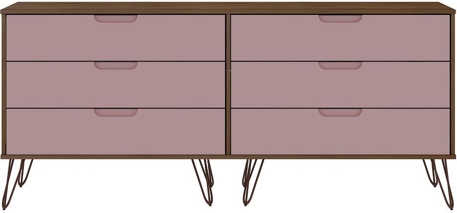 Shop Comfort Rockefeller 5-Drawer Tall Dresser with Metal Legs in Nature  and Rose Pink, Dressers