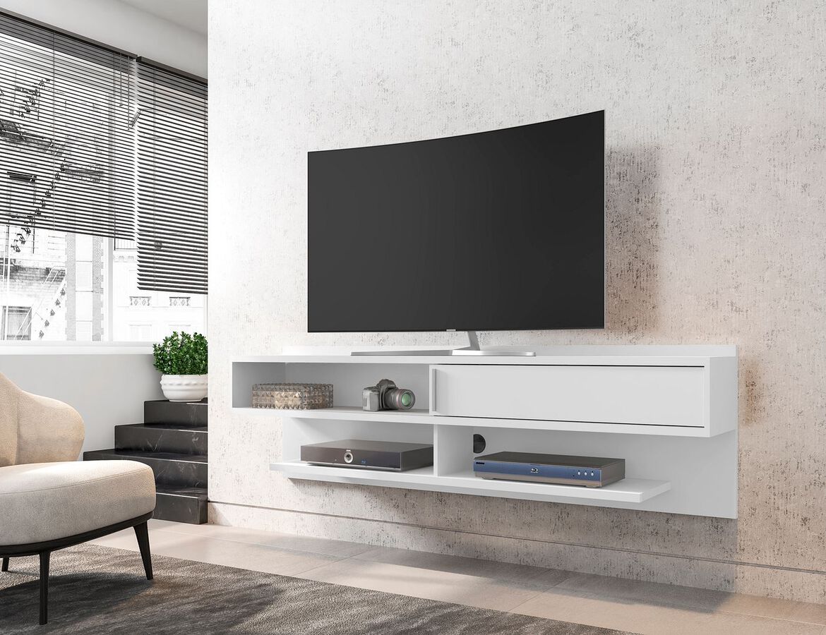 Manhattan Comfort TV & Media Units - Astor 70.86 Modern Floating Entertainment Center 1.0 with Media Shelves in White