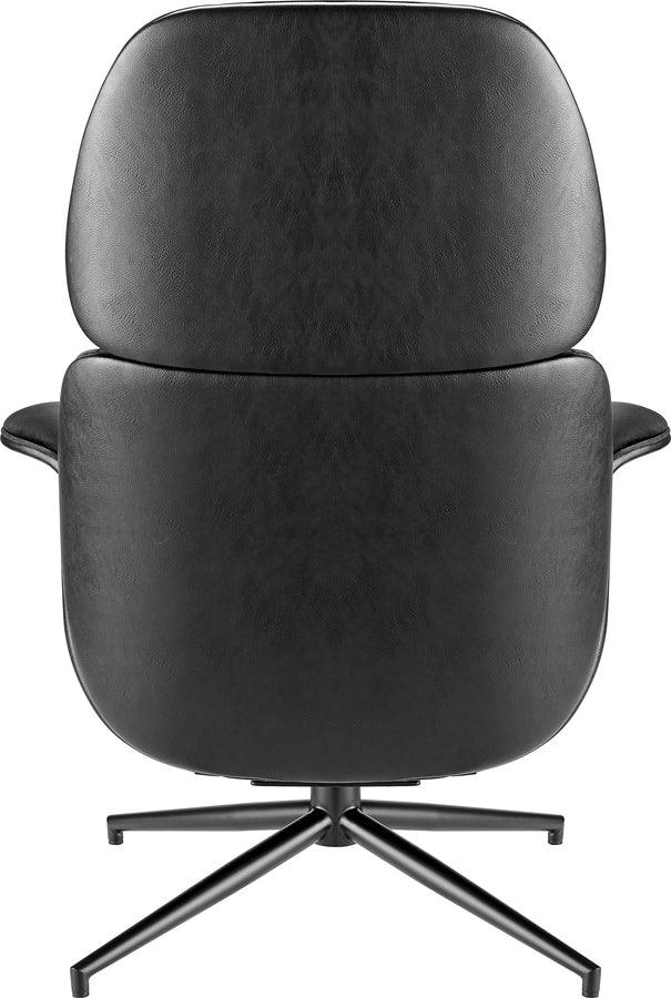 Euro Style Task Chairs - Lennart Lounge Chair Seat in Black Leatherette Outside and Black Velvet Inside with Black Base