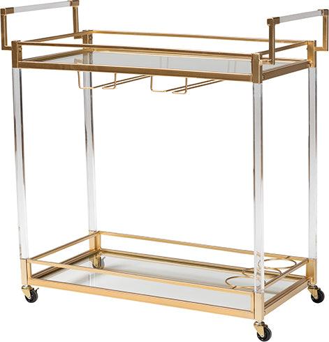 Shop Baxton Studio Savannah Contemporary Glam and Luxe Gold Metal and Glass  Wine Cart, Bar Units & Wine Cabinets