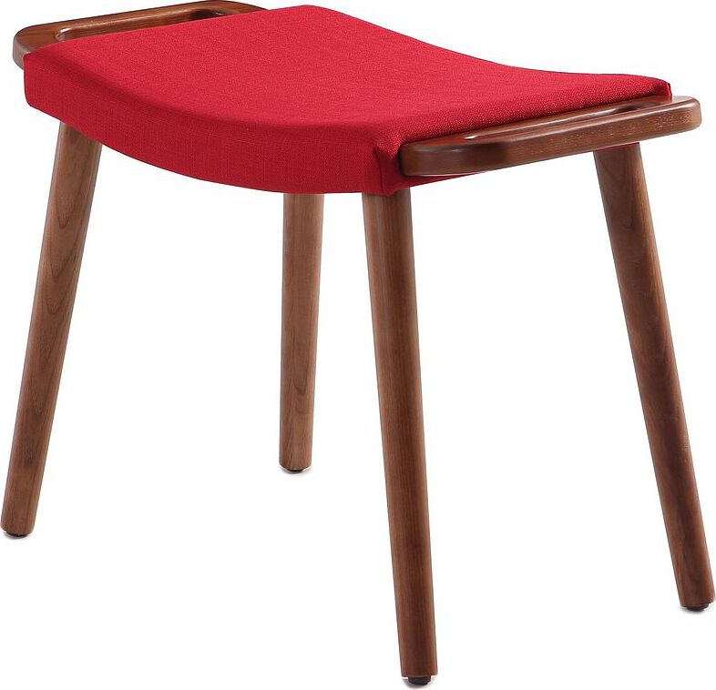 Manhattan Comfort Ottomans & Stools - Geta Red & Antique Walnut Ottoman