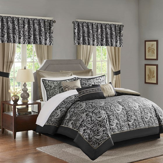 Olliix.com Comforters & Blankets - 24 Piece Room in a Bag Black Queen