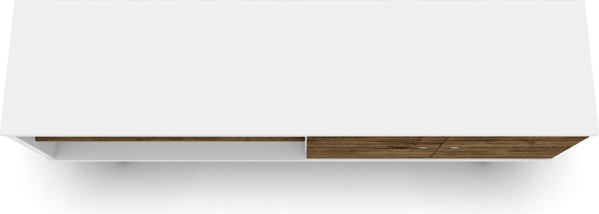 Manhattan Comfort TV & Media Units - Liberty 62.99" Mid-Century - Modern TV St& White & Rustic Brown