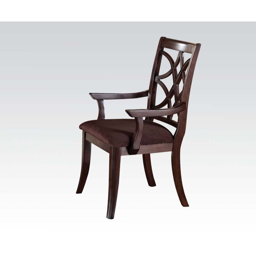 ACME Dining Chairs - ACME Keenan Arm Chair (Set-2), Dark Walnut & Brown MFB