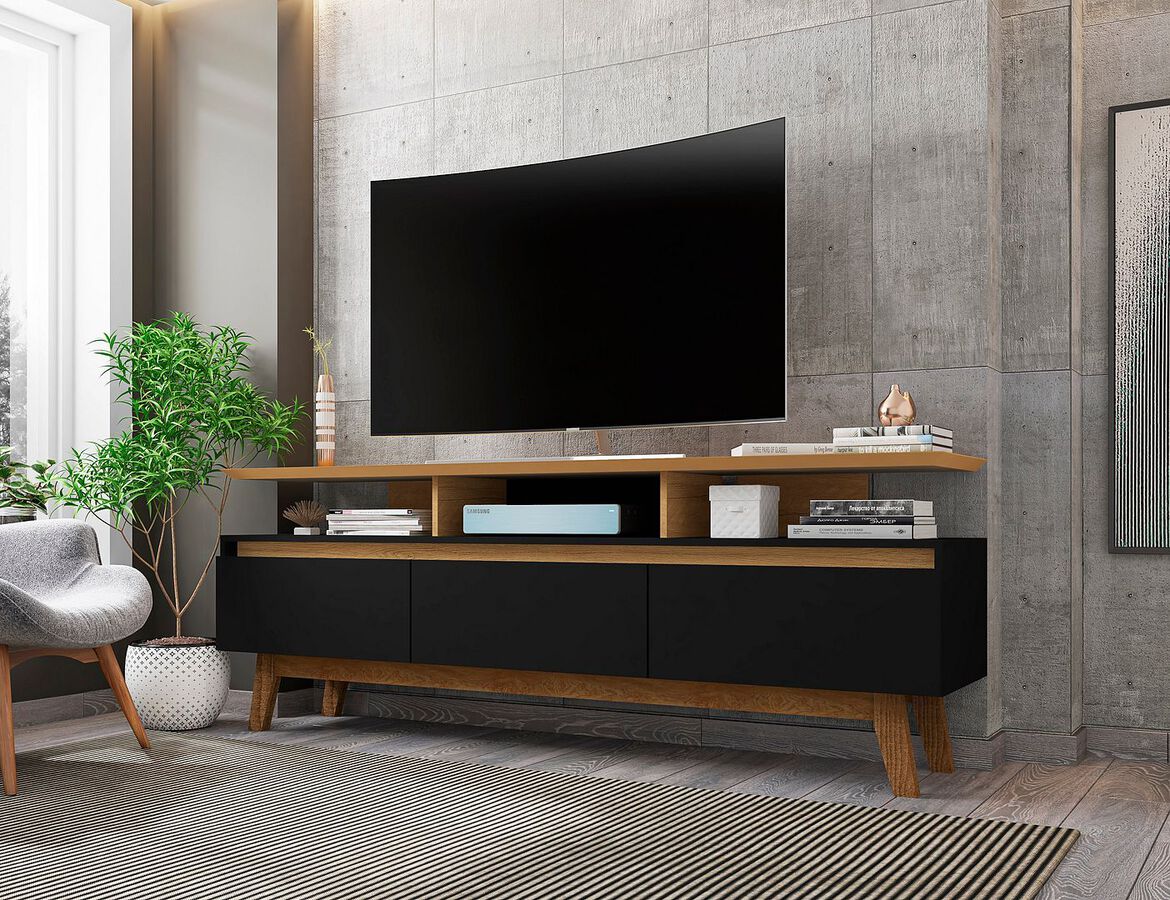 Manhattan Comfort TV & Media Units - Yonkers 70.86 TV Stand in Black and Cinnamon