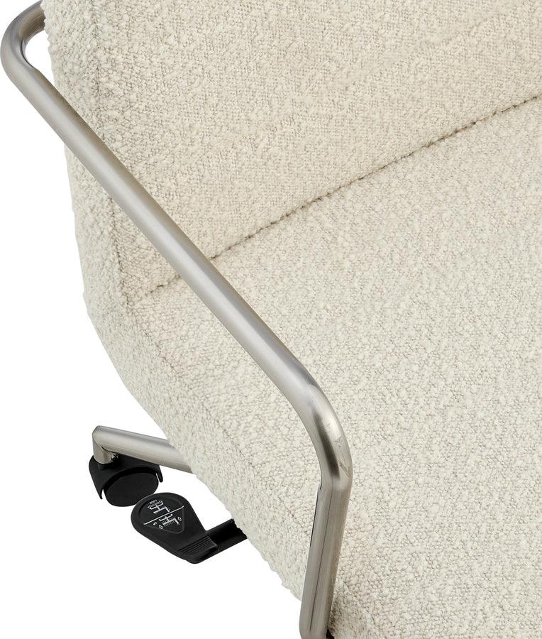 Euro Style Task Chairs - Leander Low Back Office Chair in Ivory with Brushed Nickel Armrests/Base