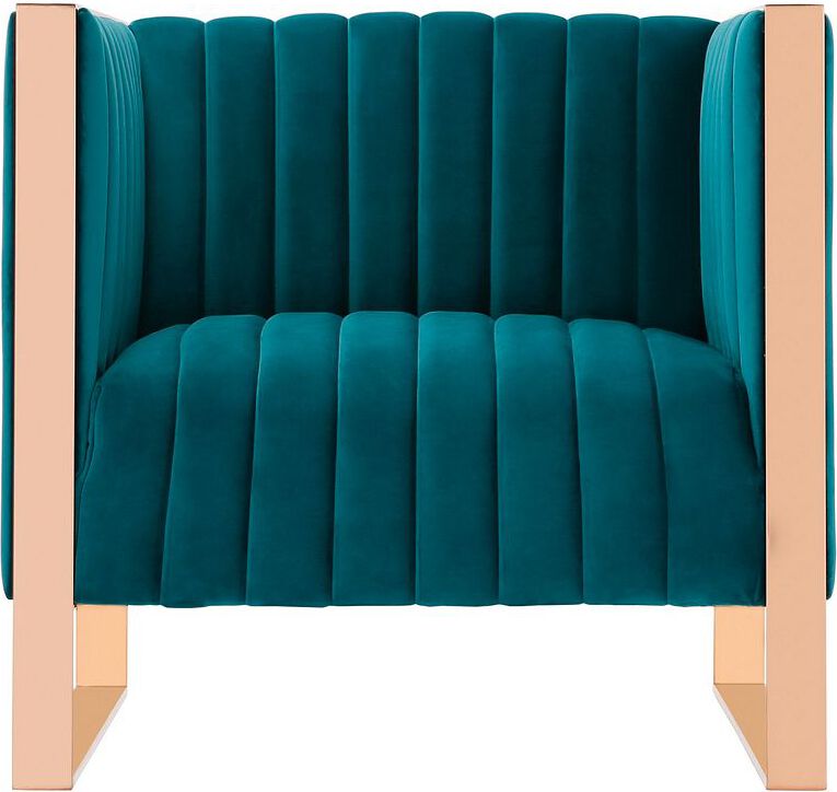 Manhattan Comfort Accent Chairs - Trillium Teal and Rose Gold Velvet Accent Chair