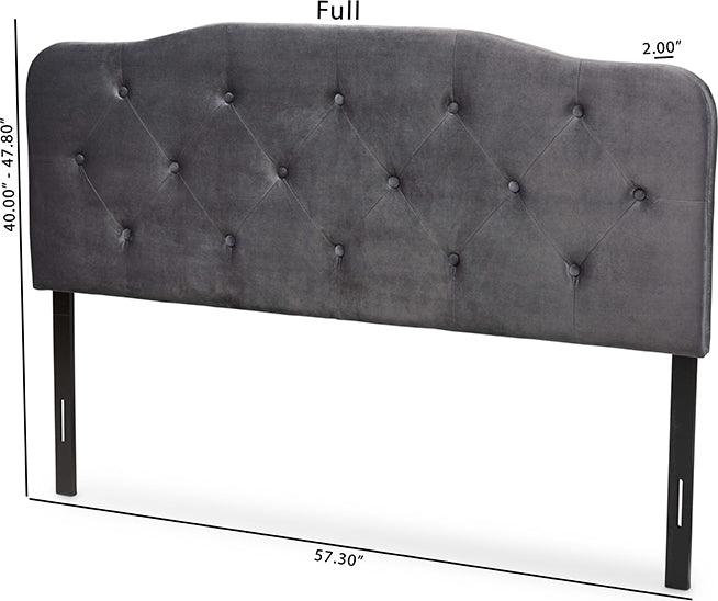 Wholesale Interiors Headboards - Gregory Modern and Contemporary Grey Velvet Fabric Upholstered Full Size Headboard