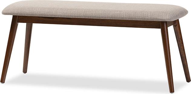 Wholesale Interiors Benches - Flora Light Grey Fabric & "Oak" Medium Brown Finishing Wood Dining Bench