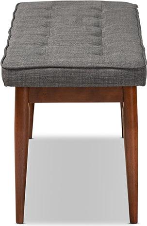 Wholesale Interiors Benches - Itami Mid-Century Modern Dark Gray Fabric Upholstered Medium Oak Finished Wood Dining