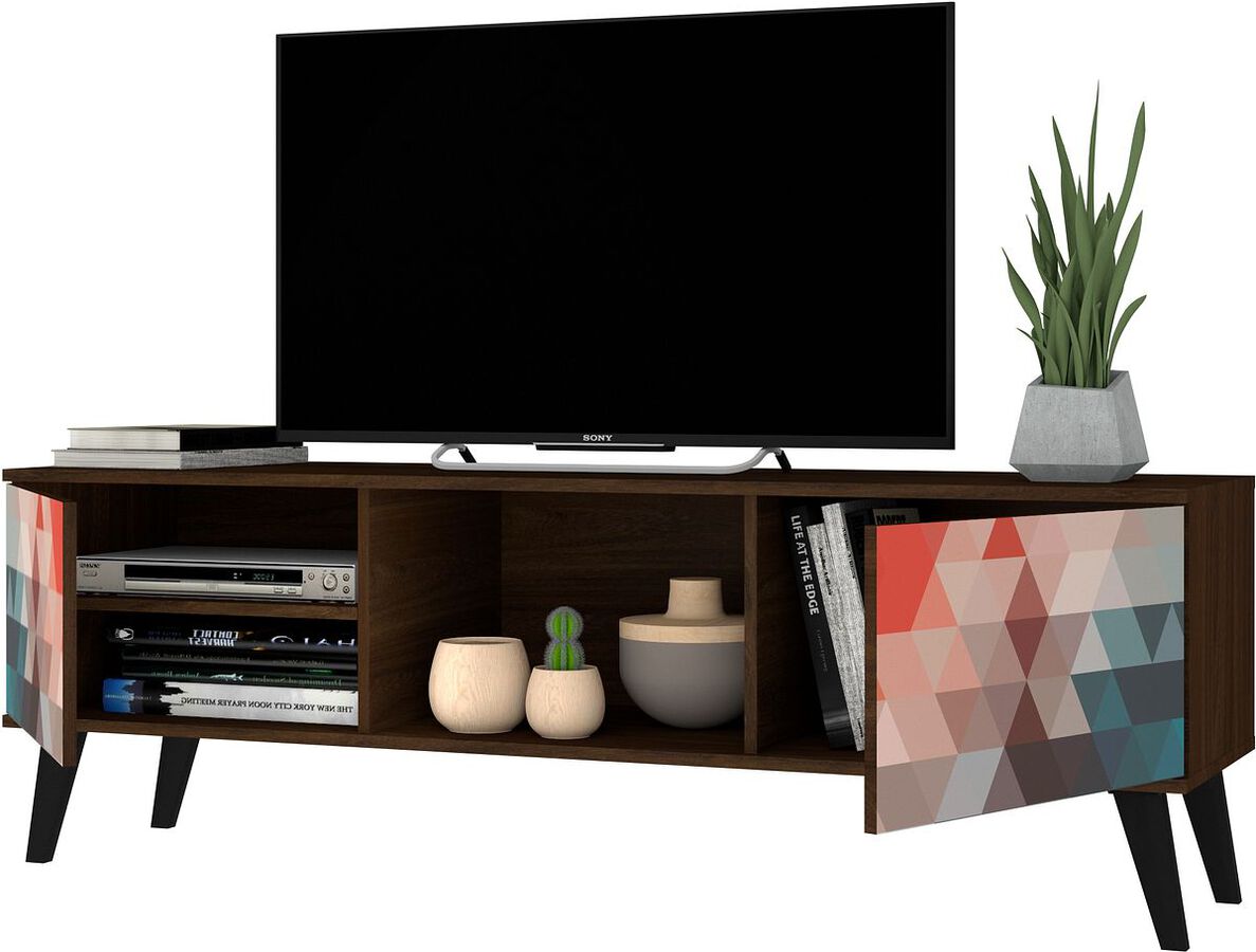 Manhattan Comfort TV & Media Units - Doyers 62.20 Mid-Century Modern TV Stand in Multi Color Red & Blue