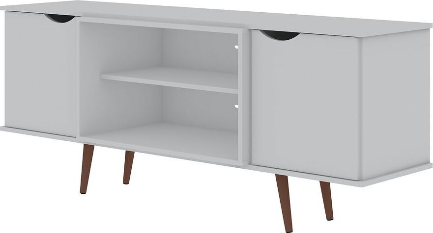 Manhattan Comfort TV & Media Units - Hampton 62.99 TV Stand with 4 Shelves & Solid Wood Legs in White