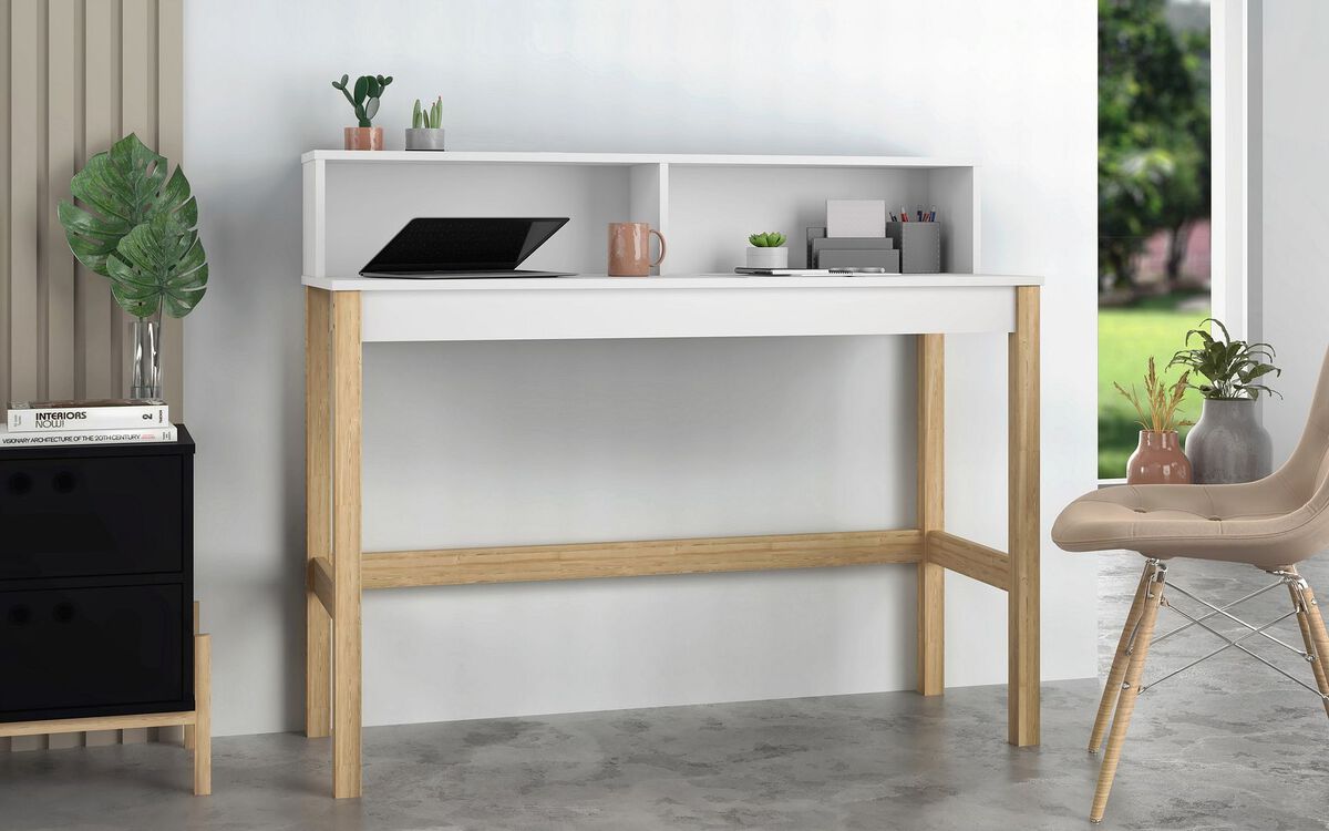 Manhattan Comfort Desks - Bowery Desk in White & Oak