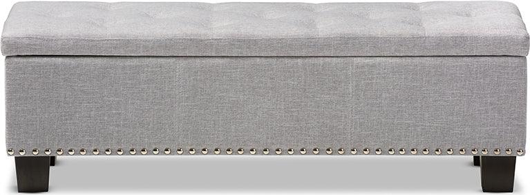 Wholesale Interiors Benches - Hannah Grayish Beige Button-Tufting Storage Ottoman Bench