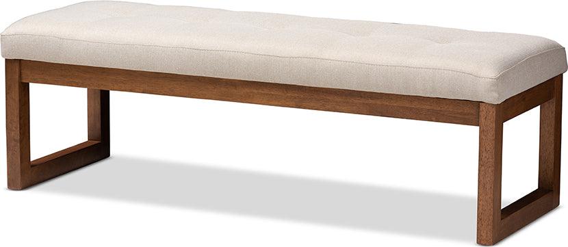 Wholesale Interiors Benches - Caramay Light Beige Walnut Brown Finished Wood Bench