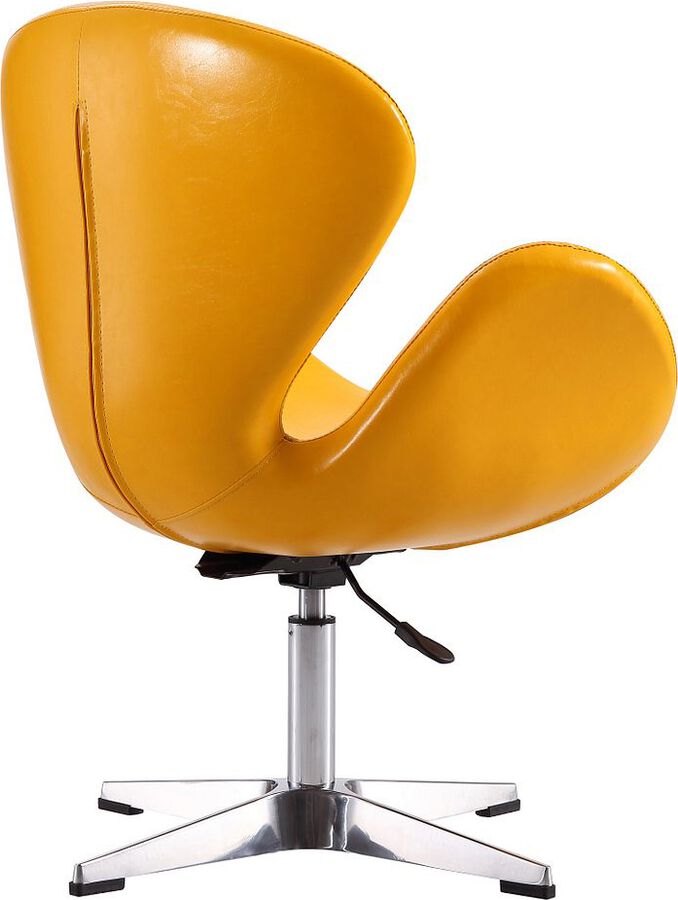 Manhattan Comfort Accent Chairs - Raspberry Yellow & Polished Chrome Faux Leather Adjustable Swivel Chair