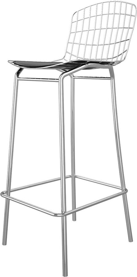 Manhattan Comfort Barstools - Madeline 41.73" Barstool, Set of 2 in Silver and Black