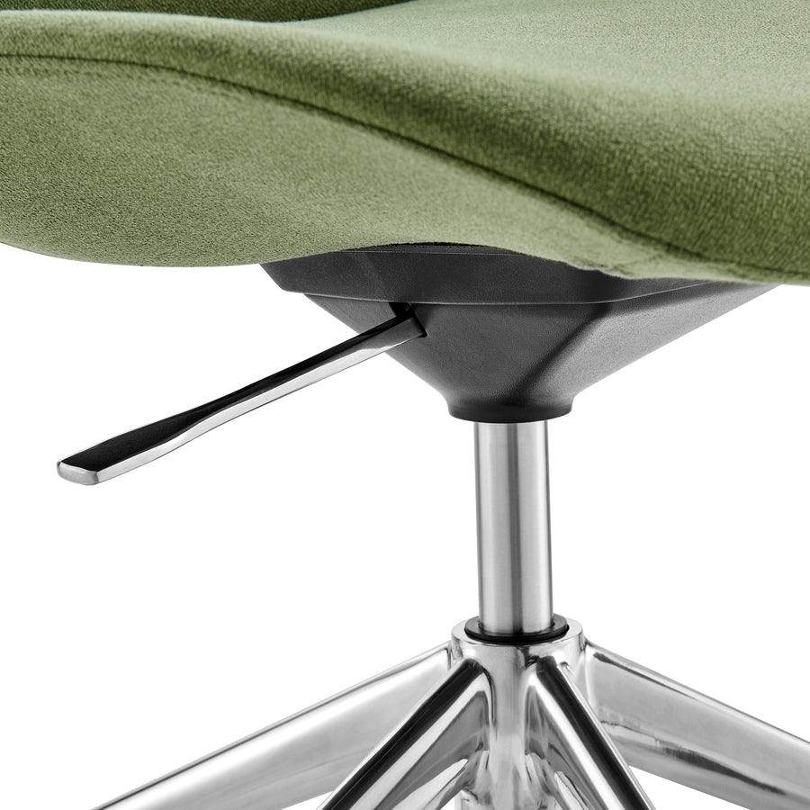 Euro Style Task Chairs - Lyle Office Chair without Armrests in Green Fabric with Polished Aluminum Base