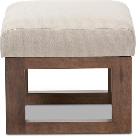 Wholesale Interiors Ottomans & Stools - Yashiya Mid-century Retro Modern Light Beige Fabric Upholstered Ottoman Stool