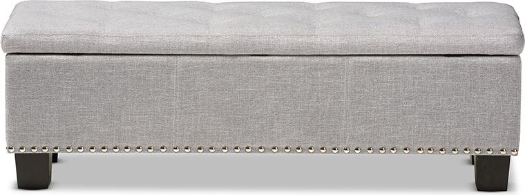 Wholesale Interiors Benches - Hannah Grayish Beige Button-Tufting Storage Ottoman Bench