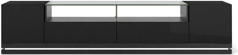 Manhattan Comfort TV & Media Units - Vanderbilt TV Stand and Cabrini 2.2 Floating Wall TV Panel in Black Gloss and Black Matte