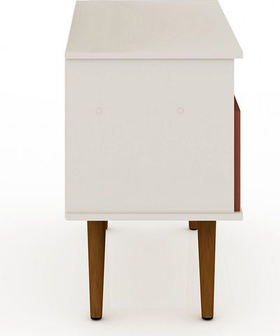 Manhattan Comfort TV & Media Units - Tribeca 35.43 TV Stand with Solid Wood Legs in Off White & Terra Orange Pink