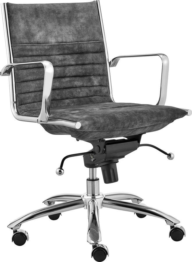 Euro Style Task Chairs - Dirk Low Back Office Chair in Velvet Gray