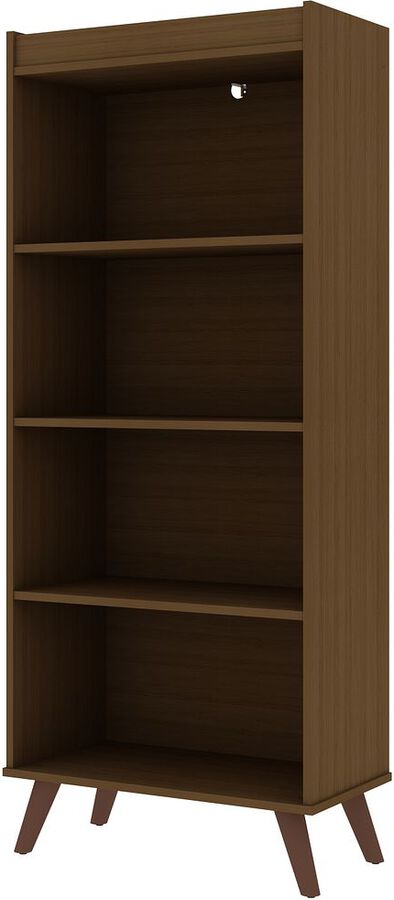 Manhattan Comfort Bookcases & Display Units - Hampton 4-Tier Bookcase with Solid Wood Legs in Maple Cream