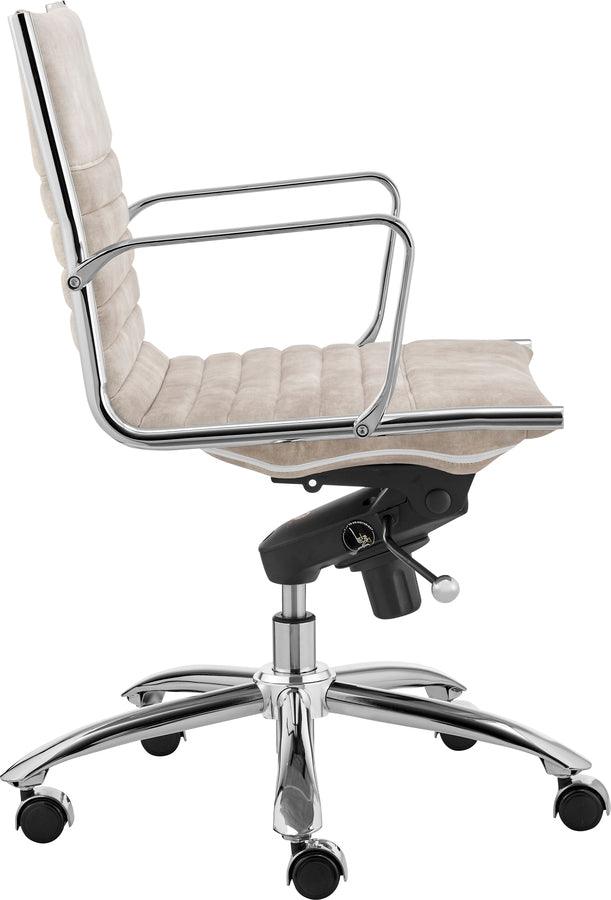 Euro Style Task Chairs - Dirk Low Back Office Chair in Velvet Beige