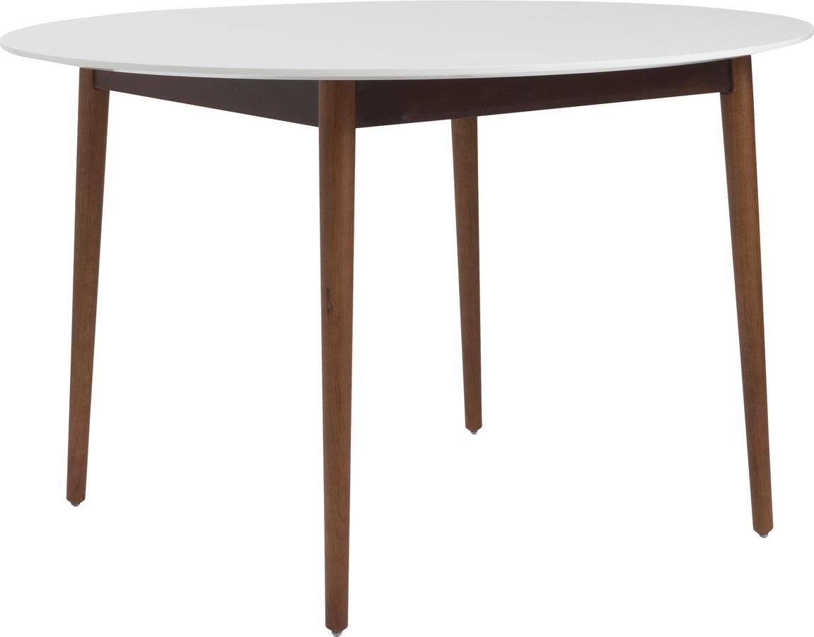 Euro Style Dining Tables - Manon Round Dining Table Matte White & Dark Walnut