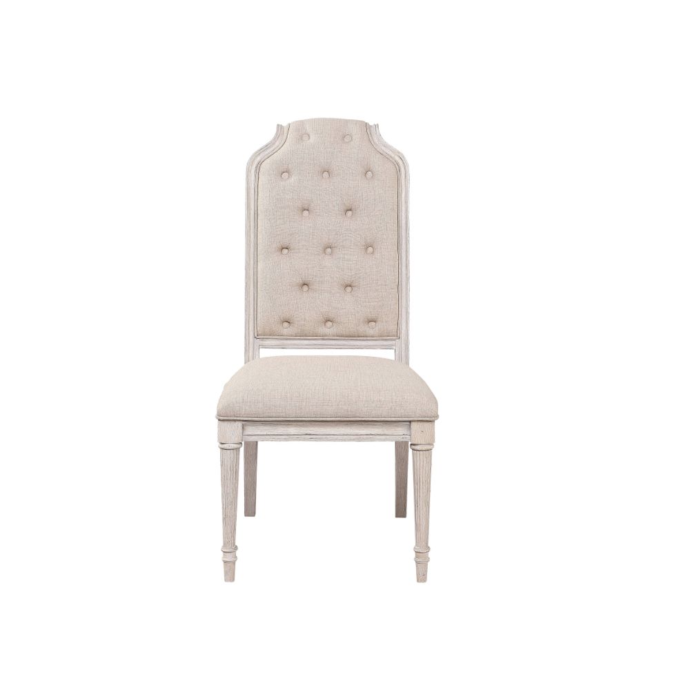 ACME Dining Chairs - ACME Wynsor Side Chair (Set-2), Fabric & Antique Champagne