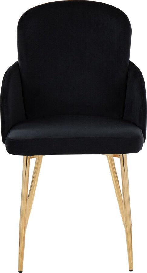 Lumisource Dining Chairs - Dahlia Contemporary Dining Chair In Gold Metal & Black Velvet With Gold Accent (Set of 2)