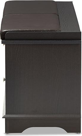 Wholesale Interiors Benches - Leo Modern and Contemporary Dark Brown Wood 2-Drawer Shoe Storage Bench Dark Brown